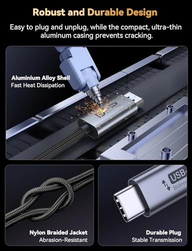 Bidirectional USB C to DisplayPort 2.1 Cable, 16K DisplayPort to USB C Cord 6.6ft, 16K@60Hz 8K@240Hz/120Hz Premium Aluminum Plug & Play Compatible with MacBook Pro/Air, Laptop, Graphics Card - size: 6.6 ft