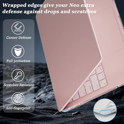 ProElife 3-in-1 for MacBook Neo, Clear Hard Shell, Sleeve & Keyboard Cover | Pink Laptop Case, Clear Keyboard Skin, Heat Dissipation, Precision Fit, Water-Resistant & Reusable, Complete Accessory Kit - color: Clear+Pink