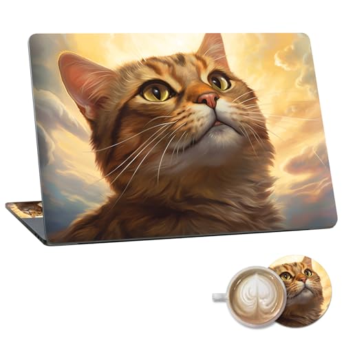 Laptop Skin Sticker Decal 15.6 Inch,12 13 13.3 14 15 15.6 in Laptop Netbook Skins for Notebook,Art Decal Removable Waterproof Scratch Resistant,Universal Vinyl Cover,Orange Cat Sky - color: Orange Cat Sky