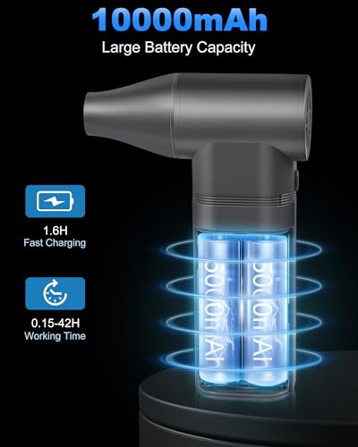 Electric Air Duster- 100000RPM Compressed Air Duster with LED Light - 30 Gear Adjustable Cordless Air Duster Rechargeable Air Duster for PC&Keyboard, Outdoors, Car, Home Cleaning