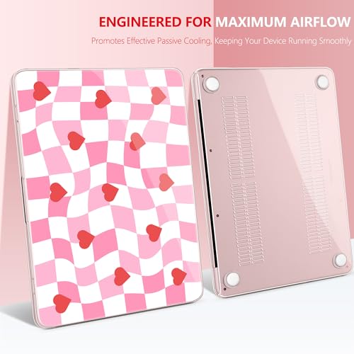 for MacBook Neo 13 Inch Case 2026 Release Model A3404, Pink Aesthetic Ultra-Slim Hard Shell with Keyboard Cover, 6-in-1 Laptop Accessories Bundle for Women Girls, Retro Groovy Hearts - color: Retro Groovy Hearts