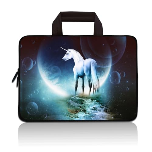 14 15 15.4 15.6 inch Laptop Handle Bag Computer Protect Case Pouch Holder Notebook Sleeve Neoprene Cover Soft Carrying Travel Case for Dell Lenovo Toshiba HP Chromebook ASUS Acer(Unicorn & Moon) - color: Unicorn & Moon