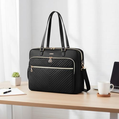 Laptop Bag Case 15.6 16 inch for Women Men Tote Bag Briefcase Compatible with HP Envy Pavilion, Dell XPS Inspiron, ASUS VivoBook, Acer, Surface, Messenger Shoulder Bag with Handle, Black - color: Black, size: 15.6 inch