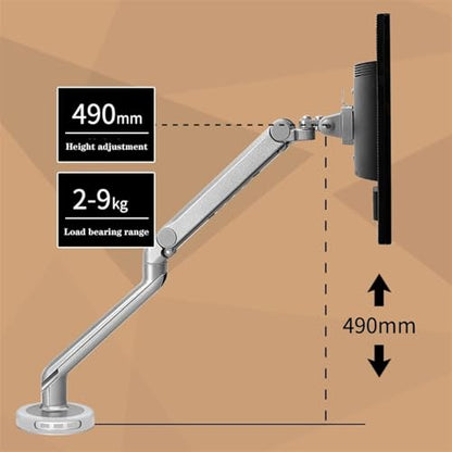 GLigeT Monitor Arm Gas Single Monitor Mount for 17"-32" Screens, Holds 19.8lbs, Mechanical Spring Single Monitor Desk Mount, Single Monitor Arm with Swivel, Tilt, Rotation Monitor Desk Mount