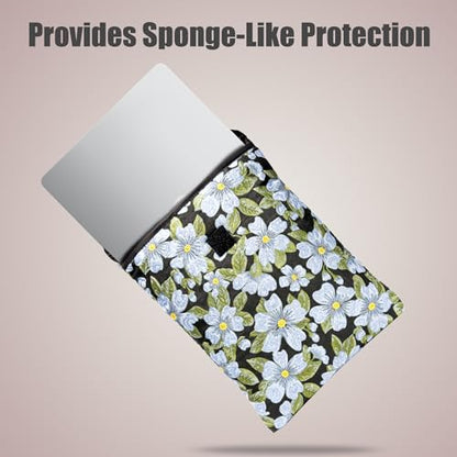 Puffy Laptop Sleeve 13-14 Inch, Soft Laptop Case, Blue Flower | Compatible with 15-16 Inch Macbook Pro/Air, Asus/Dell Xps/Lenovo Laptops, Protective Carrying Bag for Women and Men - color: Blue Flower, size: 13/14