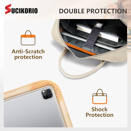 Teacher Tote Bag for Women 17inch PU Leather Laptop Briefcase Nurse Bags Professional Work Bags For Nursing, School, College - color: Apricot