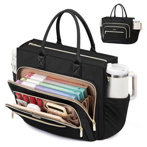 LOVEVOOK Work Tote Bags for Women,Laptop Teacher Bag With File Organizer | Large Cup Holder,Teacher Tote Bag,Nurse Bags,Multi-Pockets Professional Briefcase Business Purses Handbag - color: Black, size: 15.6 inch