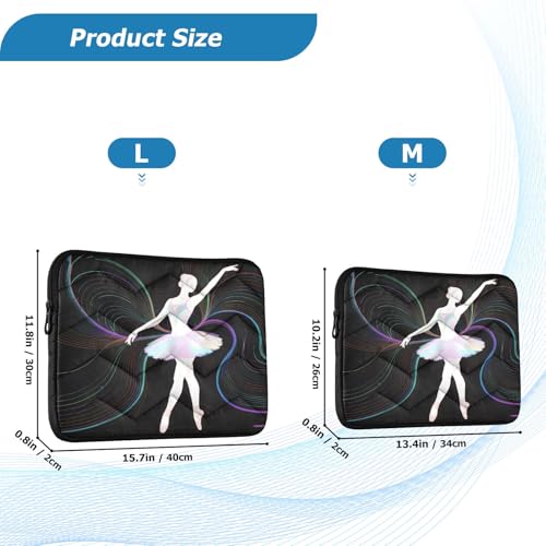 Ballet Dancer Silhouette Waterproof Laptop Sleeves 14-16 Inch Padded Quilted Laptop Protector Bag Notebook Case - color: Ballet dancer silhouette, size: Large