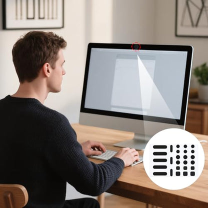 QfwdfcTrenz 26PCS Universal Webcam Covers Laptop Camera Cover Privacy Protection Accessory - 6 Sizes for Every Size Webcam on Any Device, Great for Privacy - Black