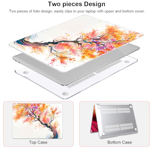 Compatible with MacBook Air 13 inch Case M1 A2337 A2179 A1932 2021 2020 2019 2018 Release with Retina Display & Touch ID, Crystal Pattern Plastic Hard Shell Case Cover, Phoenix Tree Flowers - color: Phoenix Tree Flowers