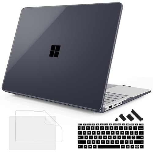 Mektron Clear Case for 13.8" Microsoft Surface Laptop 8 2026 Fits Surface Laptop 13.8 Inch 7 2024 Cover (Model: 2036),Keyboard Cover +Screen Protector +Dust Plugs, Crystal Black - color: Crystal Black