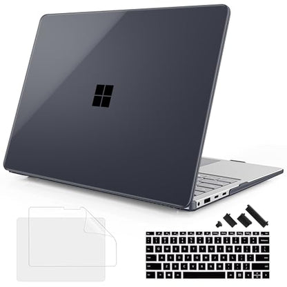 Mektron Clear Case for 13.8" Microsoft Surface Laptop 8 2026 Fits Surface Laptop 13.8 Inch 7 2024 Cover (Model: 2036),Keyboard Cover +Screen Protector +Dust Plugs, Crystal Black - color: Crystal Black