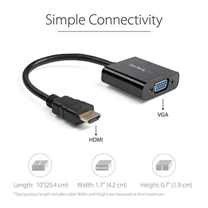 StarTech.com 1080p 60Hz HDMI to VGA High Speed Display Adapter - Active HDMI to VGA (Male to Female) Video Converter for Laptop/PC/Monitor (HD2VGAE2) | Active HDMI to VGA high speed converter for laptop or desktop, 1920 x 1080, 1080p 60Hz, No external pow