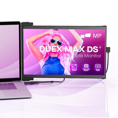 Mobile Pixels Portable Monitor, Duex Max DS Laptop Monitor Extender, 14.1 Inch 1080P FHD IPS, Plug and Play,Travel Monitors Extender for 14''-17 '' Laptops, Compatible with Windows/Mac/Android/Switch - size: 14.1" Duex Max DS