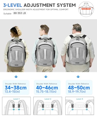 2-in-1 Detachable Backpack with wheels,56L Large rolling backpack-Splits into Daypack & Laptop Backpack Fits 17 Inch Laptop,Water Resistant Luggage suitcase,Air Travel,Weekend Trips - color: Grey
