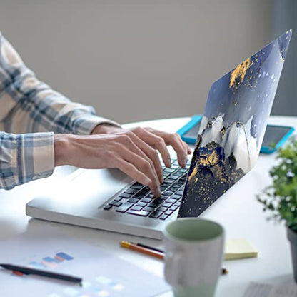 Laptop Skin Sticker,13.3 14 15 15.4 15.6 inch Laptop Skins,Universal Vinyl Decal,Dustproof Scratch Resistant Reusable Cover Protector with Free 2 Wrist Pads (Marble) - color: Marble