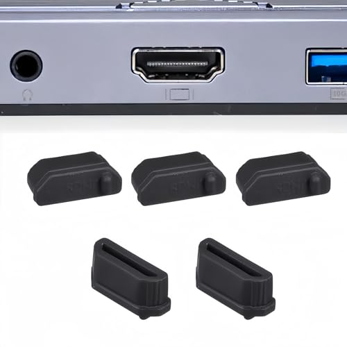 5Pcs Silicone HDMI Female Port Anti-dust Covers for Desktop Computers Laptops TV Projectors, Anti Dust Plugs Caps Covers Anti Dust Protector Black - size: HDMI