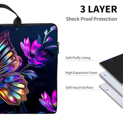 Laptop Bag,14 15 15.6 inch Laptop Case Sleeve,Computer Sleeve with Handle for Women Men,Carrying Case for MacBook,Dell,Lenovo,Notebook Computer,Glitter Butterfly Moon - color: Glitter Butterfly Moon