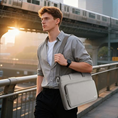 NIDOO 17 Inch Laptop Briefcase Shoulder Bag Computer Sleeve for 17.3" HP ENVY Laptop 17 / HP 470 G9 Laptop 17-cp1773ng / 17.3" IdeaPad 3 Gen 7 / Asus ZenBook Pro 17 / Acer Nitro 5 AMD - color: Grey, size: 17 inch