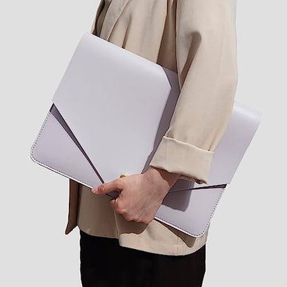 PU Leather Laptop Sleeve for 15.3 inch MacBook Air 2023 2024, Surface Book 13.5, Surface Laptop Studio - Light Purple - color: Light Purple, size: 14-15 Inch