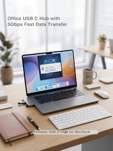 4-in-1 USB C Hub for Laptops, Portable Data Hub,4 USB 3.0 Ports with 5Gbps, | Cableless USB C Splitter, Overload Protection,One-handed operation, friction-free design and easy to carry,Save space