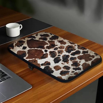 Brown Cow Hide Print Laptop Sleeve, Laptop Bag Computer Cover Portable Zipper Protective Tablet Carrying Case Fits 10''12''13''15''17'' Inches Notebook Sleeves Briefcase - color: Brown Cow Hide Print, size: 10 Inch
