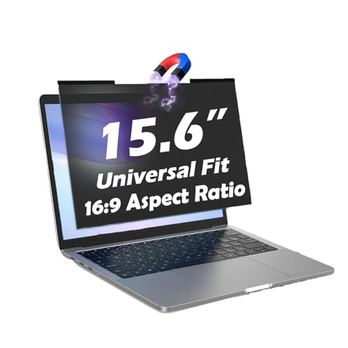 15.6 Inch Magnetic Laptop Privacy Screen – Removable Privacy Filter, 16:9 Aspect Ratio, Anti-Glare, Blue Light Blocking, UV Protection, Dual-Sided, Universal Screen Protector for HP, Dell, Lenovo, ThinkPad, Acer, Asus (15.6 inch 16:9) - size: 15.6 inch 16