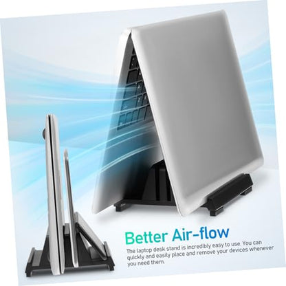 jojofuny Adjustable Laptop Vertical Stand Dual Slots Desk Organizer for Workspace Efficiency Holder for Laptops Tablets and Phones Space-Saving Design