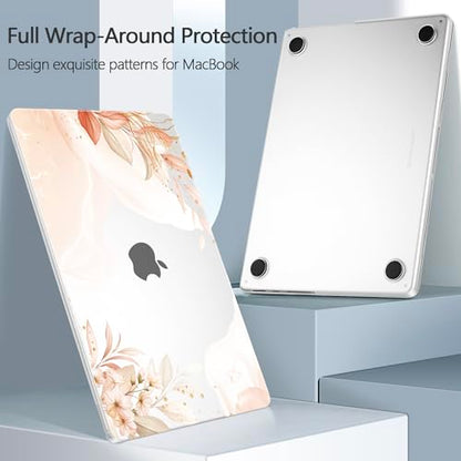 Designed for M5/M4/M3/M2 MacBook Pro 14 inch Case 2025 2024 2023 2021 Model, Ultra-Thin Hard Shell Case with Keyboard Cover & USB Adapter & Webcam Cover, Abstract Flowers - color: Abstract Flowers