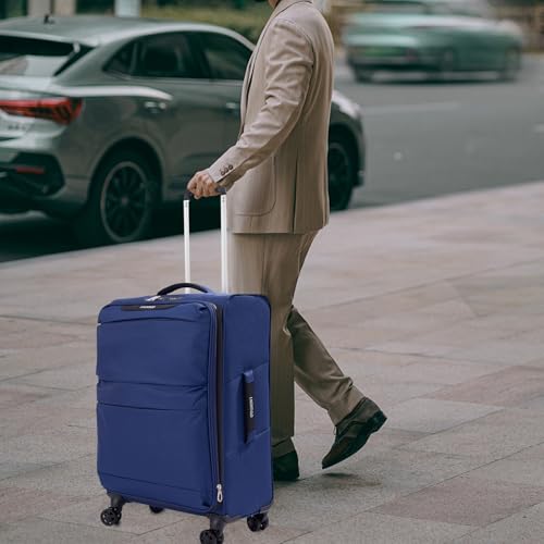 LIGHTGO 3 Piece Set Ultra Lightweight Softshell Suitcase with TSA Lock & 360° Silent Wheels - Water-Resistant, Expandable Luggage in 20in, 24in, 28in Sizes for Easy Travel(Navy Blue) - color: Navy blue, size: 3 pack
