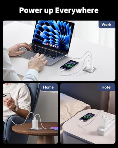 65W GaN Charger,3-Port Fast USB C Wall Foldable Charger for iPhone 17 Pro Max/17 Pro/17 Air,16 Pro/16e Series, iPad, Samsung Galaxy S26/S25(White) - color: 1White S
