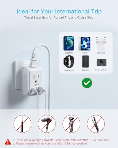 VINTAR 3 Pack European Travel Plug Adapter, Type C Foldable Plug to Europe | 2 AC Outlets 3 USB Ports(2 USB C), International Power Adapter for US to Most EU Euro Italy Spain France, Travel Essentials - style: 17W-Type C - Most of Europe-3 Pack