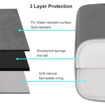 Megoo 15" Laptop Sleeve Case Soft PU Leather Carry Case(Dark Gray) | Fit for Microsoft Surface Laptop 8/7/6/5/4 15.6", and Most 15"-16" Samsung/HP/Dell/Lenovo Notebook Chromebook Computers - color: Dark Gray, size: 15~16inches