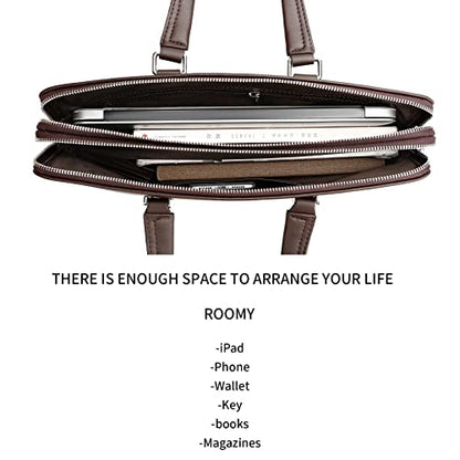 FSD.WG]Business Bag Leather Briefcase Shoulder Laptop Business Bag for Men - color: Brown