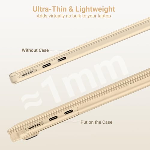 MOSISO Compatible with MacBook Air 13 inch Case M5 2026 M4 M3 M2 2025-2022 | A3449 A3240 A3113 A2681, Scratch-Resistant Shock-Absorbent Reinforced Hard Shell Cover for MacBook Air 13.6 Case, Starlight - color: Starlight