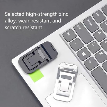 2 Pcs Zinc Alloy Foldable Laptop Stands, Portable Computer Keyboard Riser Feet with 2 Adjustable Angles, Self-Adhesive Invisible Mini Keyboard Stand for Notebook 10-17 Inches - color: Silver