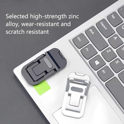 2 Pcs Zinc Alloy Foldable Laptop Stands, Portable Computer Keyboard Riser Feet with 2 Adjustable Angles, Self-Adhesive Invisible Mini Keyboard Stand for Notebook 10-17 Inches - color: Black