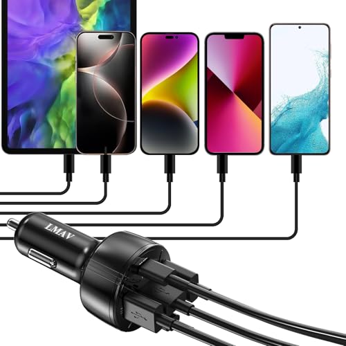 USB C Car Charger Adapter, 5 Ports 75W PD 3.0 Car Phone Charger Fast Charging Compatible with iPhone 16/15/14/13 Pro Max Series, iPad Pro, Galaxy S24/S23/S22/Note 20, Android, Pixel. - color: black/1pack