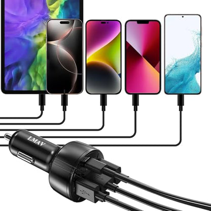 USB C Car Charger Adapter, 5 Ports 75W PD 3.0 Car Phone Charger Fast Charging Compatible with iPhone 16/15/14/13 Pro Max Series, iPad Pro, Galaxy S24/S23/S22/Note 20, Android, Pixel. - color: black/1pack