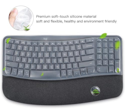Keyboard Cover Skin for Logitech Wave Keys MK670 Combo Keyboard Skin, Logitech Wave Keys Wireless Ergonomic Keyboard Cover Protector Skin, Logitech Wave Keys Accessories, Clear - color: Clear
