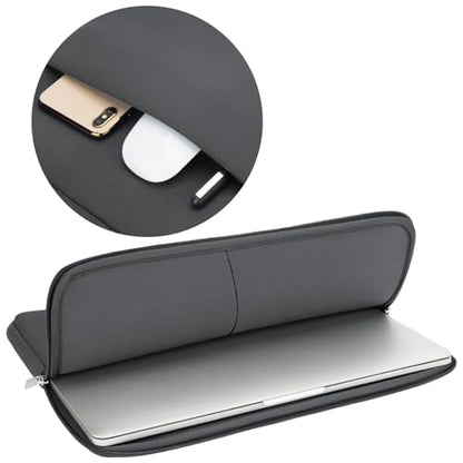 RAINYEAR 14 Inch Laptop Sleeve Case with Pocket & Accessories Pouch, Gray | Protective Padded Zipper Soft Laptop Case Carrying Computer Bag Compatible with 14 Inch Notebook Chromebook Tablet Ultrabook - color: Gray, size: 14"