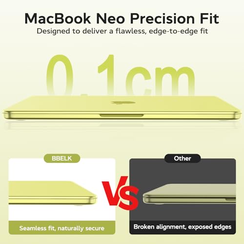 B BELK for MacBook Neo Case 13 inch 2026 | (A18 Pro, Model A3404) | 1:1 Precision Fit | Official Citrus Clear | Matte Hard Shell Case | Scratch & Fingerprint Resistant for MacBook Neo 13 inch Case - color: Citrus Clear