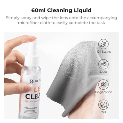 K&F CONCEPT 25 in 1 Camera Cleaning Kit, Full Frame Lens and Sensor Cleaner | 24mm Vac-Sealed Swabs,Lens Pen,60 and 20ML Lens Cleaner,Cloth,Blower,Hard Case, for Canon Nikon Sony DSLR Mirrorless,MK02 - size: 24mm
