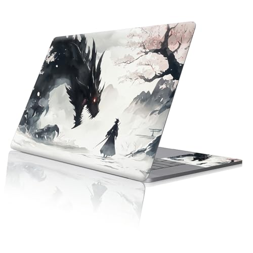 Reusable Universal Laptop Skin Sticker, Cut to Fit for 11.6–15.6 Inch Laptops, Waterproof Protective Film, No-Residue - Black Dragon Duel - color: Black Dragon Duel