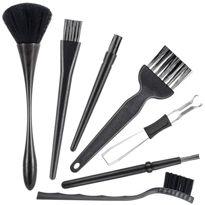 SIMPOR 7 Pcs Anti Static Brush Set with Keycap Puller, PC Computer Electronics Keyboard Cleaning Kit, Nylon Keyboard Cleaning Brush Cleaner for Mechanical Keyboard, PCB, Camera, Car Vents