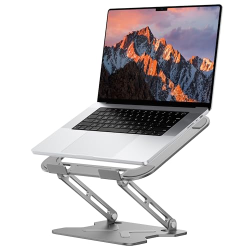 JCZT Adjustable Laptop Stand for Desk, Metal Foldable Laptop Riser, Portable Laptop Holder Mount, Ventilated Cooling Computer Notebook Stand for MacBook Air Pro, All 10-16'' Notebooks Laptops Grey - color: Grey