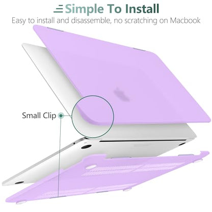 for MacBook Pro 13 inch Case 2023 2022 2021 2020 Release Model: A2338 M2/M1 A2289 A2251 with Touch Bar & Touch ID, Frosted Matte Plastic Hard Shell Case & Keyboard Cover, Purple - color: Purple