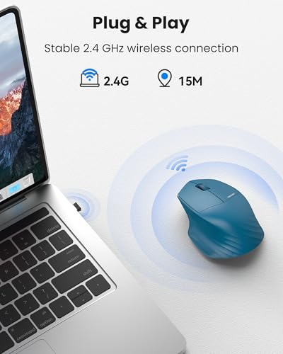 TECKNET Wireless Mouse, 2.4GHz Computer Mouse, 3 Adjustable DPI Silent Mouse with USB A Receiver, 3 Buttons, 24 Months Battery Life, Ergonomic Wireless Mouse for Laptop, PC, Mac, Desktop-Blue - color: Blue