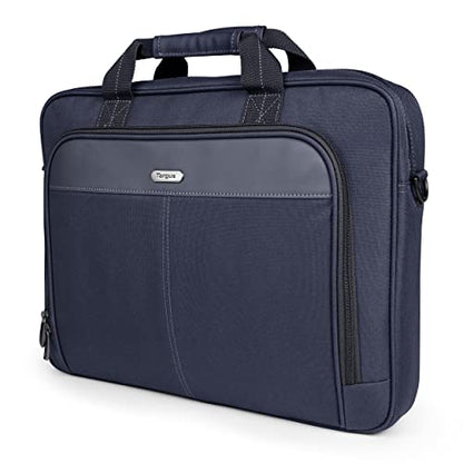 Targus 15-16 Inch Classic Slim Laptop Bag, Blue - Ergonomic Briefcase and Messenger Bag - Spacious Foam Padded Laptop Bag for 16" Laptops and Under (TCT027US) - color: Blue, size: 16 inch