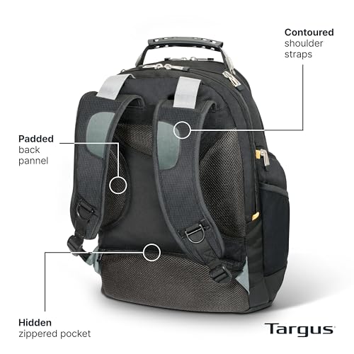 Targus Drifter II Laptop Backpack, Black/Gray – Backpack for Men for Business and Travel, Durable Water-Resistant Material, Fits up to 17" Laptops (TSB239US)